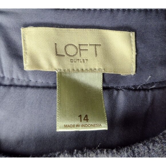 Loft Wool Blend Mini Skirt Size 14 Lined Scalloped Secretarycore Gray - Picture 6 of 7